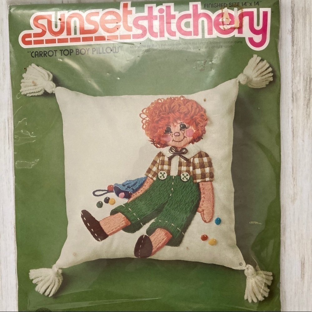 Vintage Sunset Stitchery Carrot Top Boy Pillow Kit
